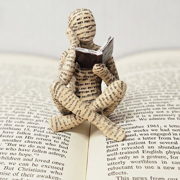 Resin Woman Reading Book Figurine Human Sculpture Bookends Bookshelf Words Skin - Picture 2 of 13
